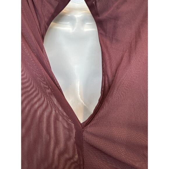 LAPOINTE Wine Red Mesh Bodycon Mini Dress XS Long Sleeve Slinky Cocktail $950 - Picture 11 of 11
